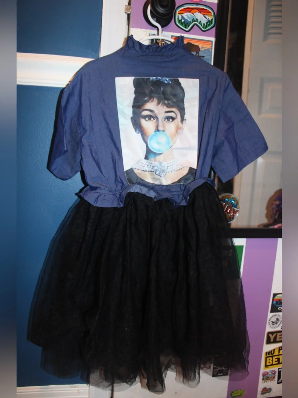 Lola and the Boys Girls Audrey Hepburn Denim Tulle Tutu Dress Blue Black Size 10